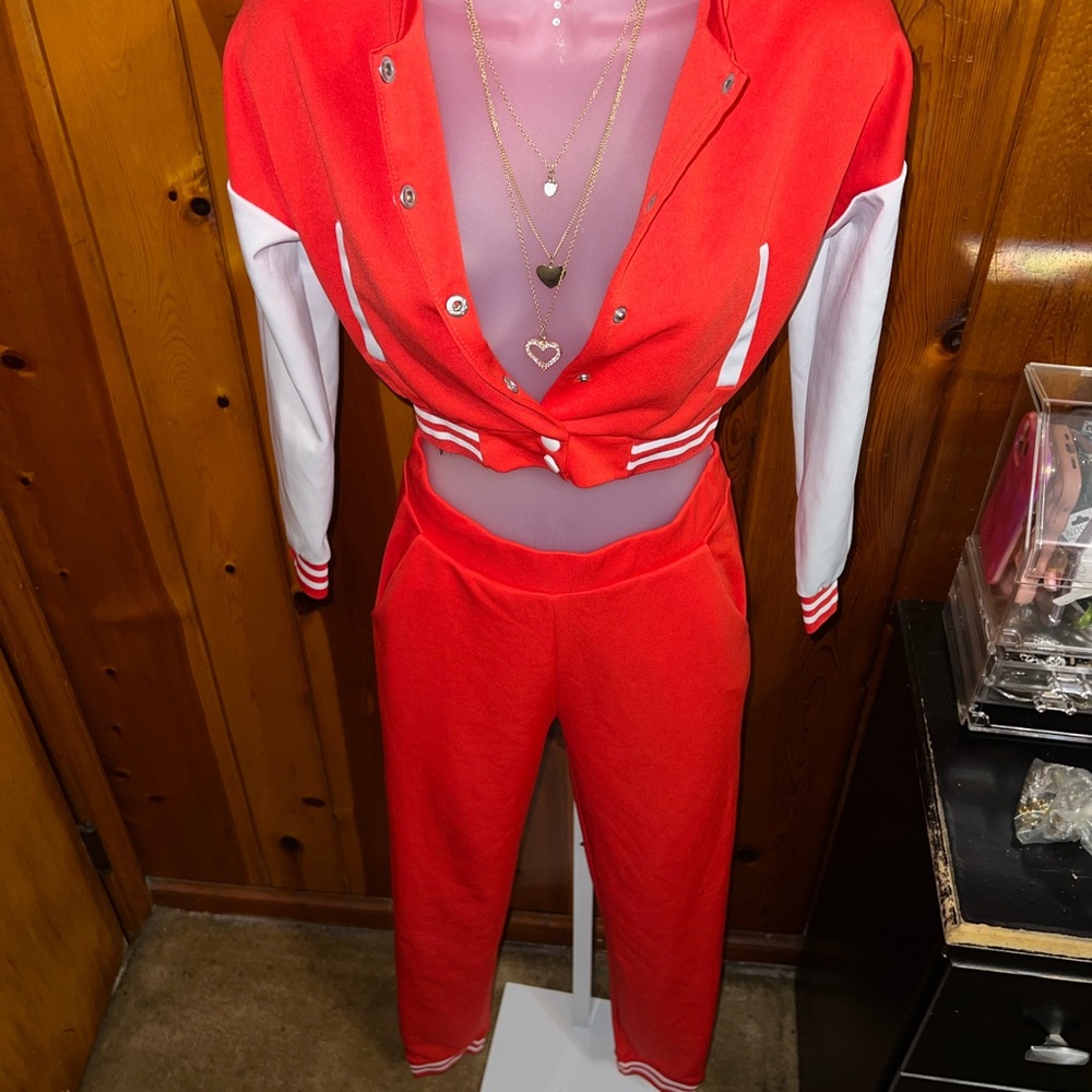 Red and White Women's Jumpsuit